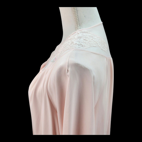 VTG Shadowline Housecoat Women’s Medium Pink Embroidered Full Length Day Robe - Picture 11 of 15